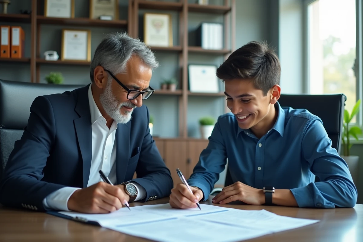 Consultant fiscal indien conseillant un jeune entrepreneur