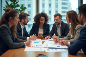 Groupe de professionnels en réunion d'affaires