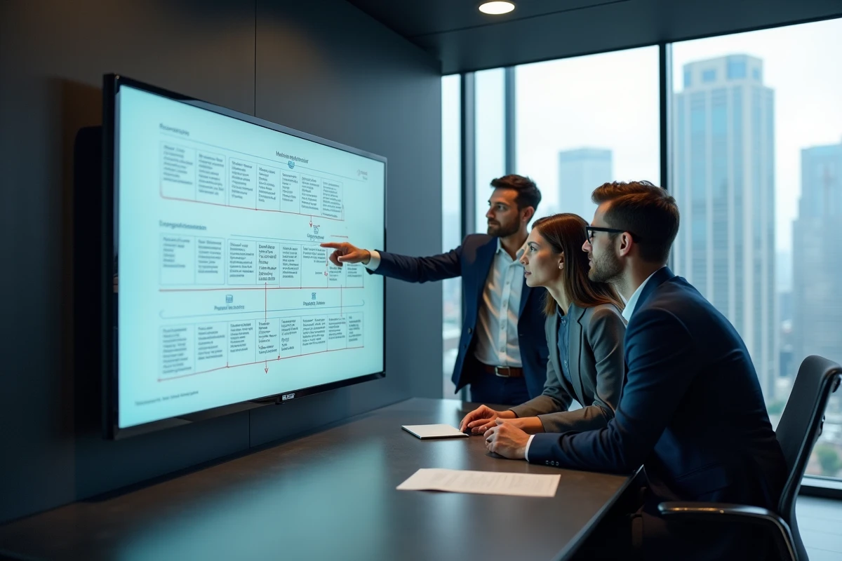 Groupe de sp&eacute;cialistes IT discutant d