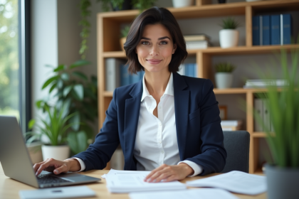 Femme d age moyen au bureau organise des documents