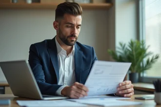 Homme d'affaires en costume dans un bureau moderne
