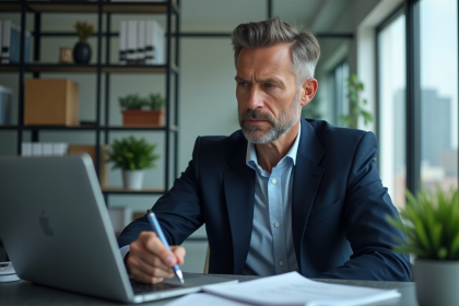 Homme d'affaires sérieux dans un bureau moderne