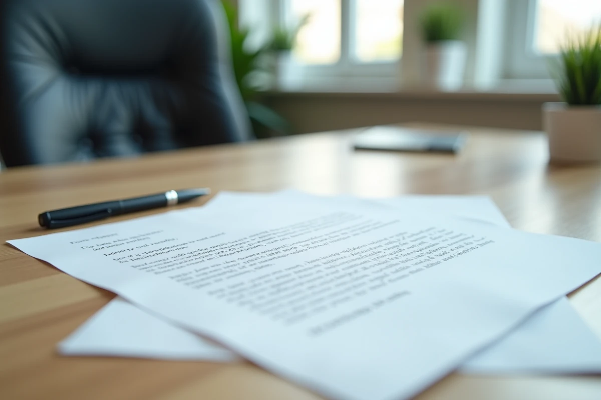 Lettre de démission de contrat d'apprentissage posée sur un bureau avec un stylo