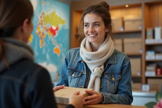 Femme souriante déposant un colis à Lyon 8 Mondial Relay